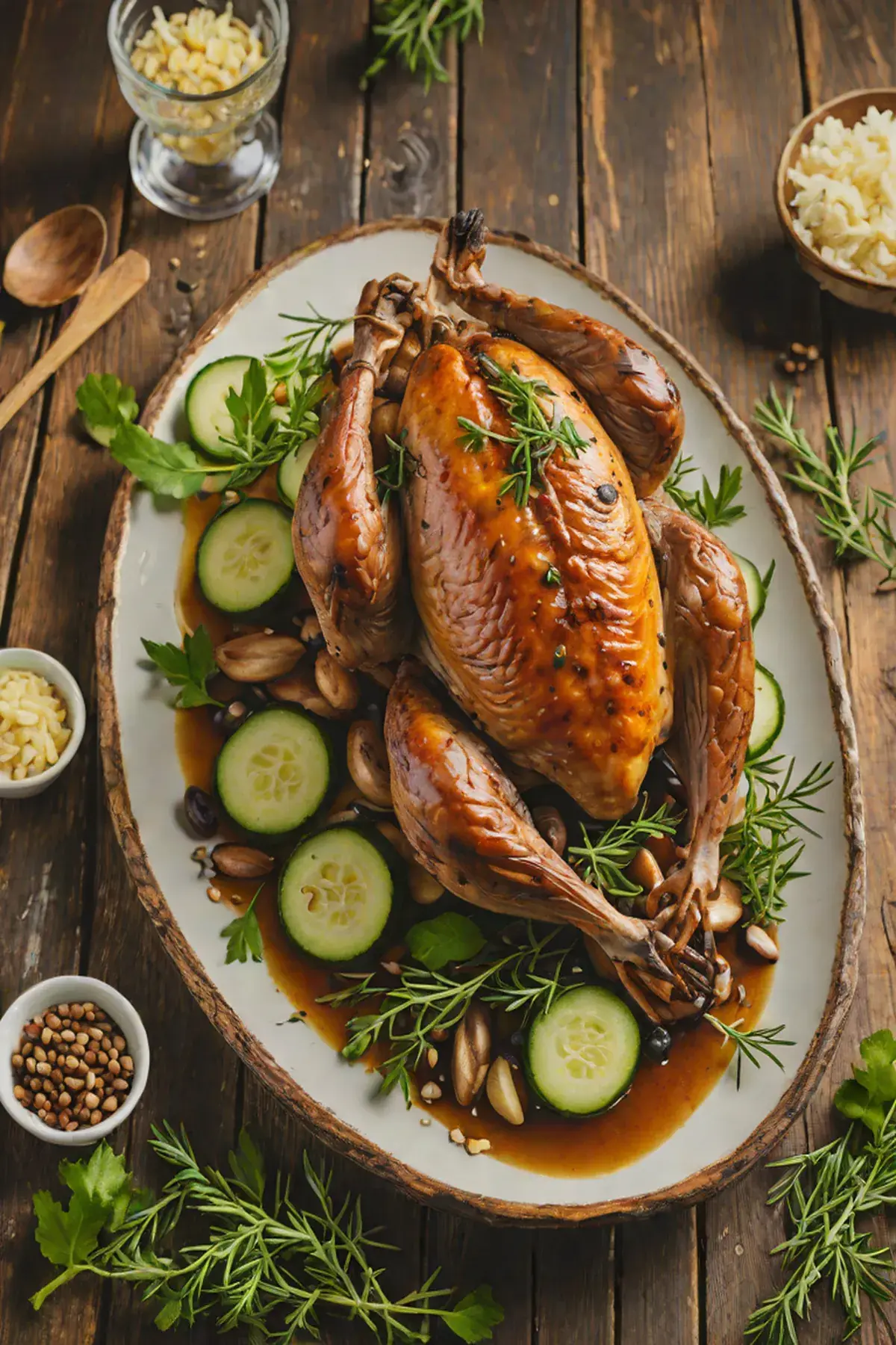 Roasted Quail with Cucumber