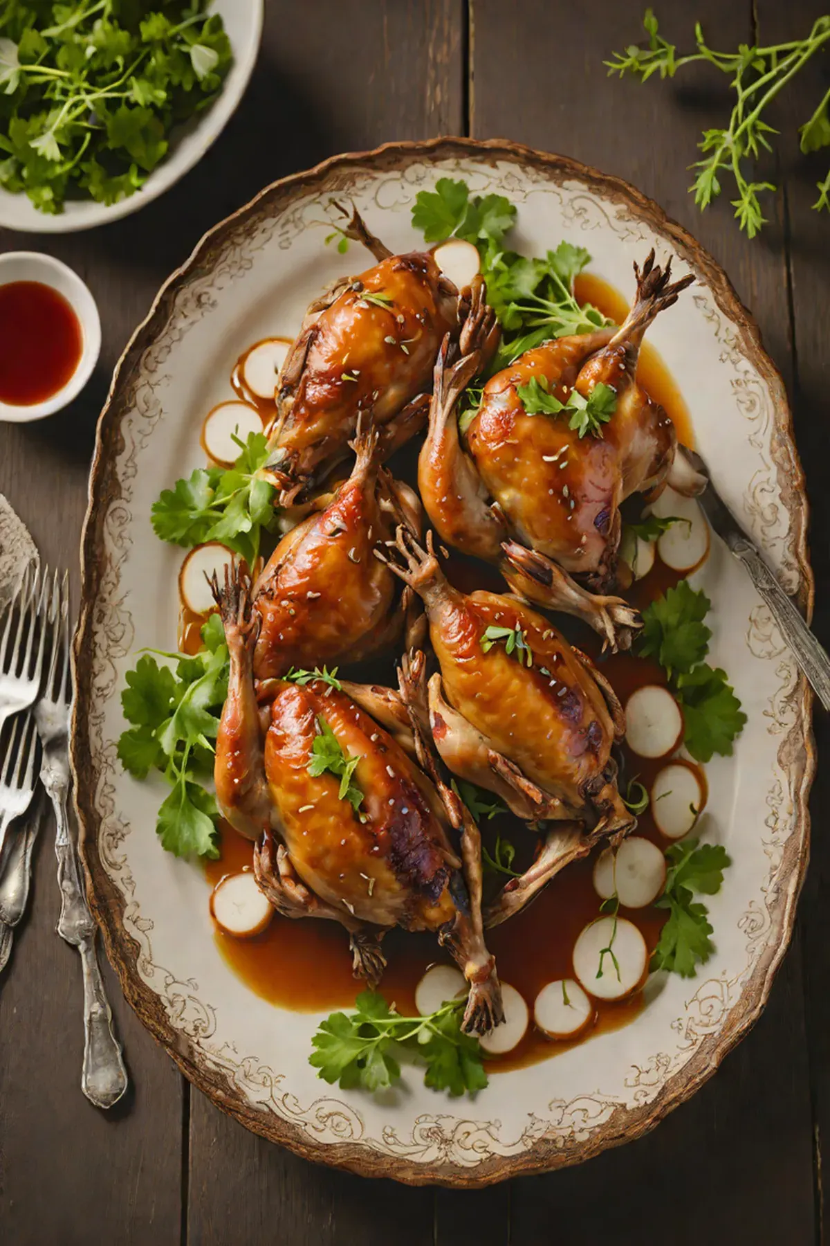Roasted Quail with Daikon