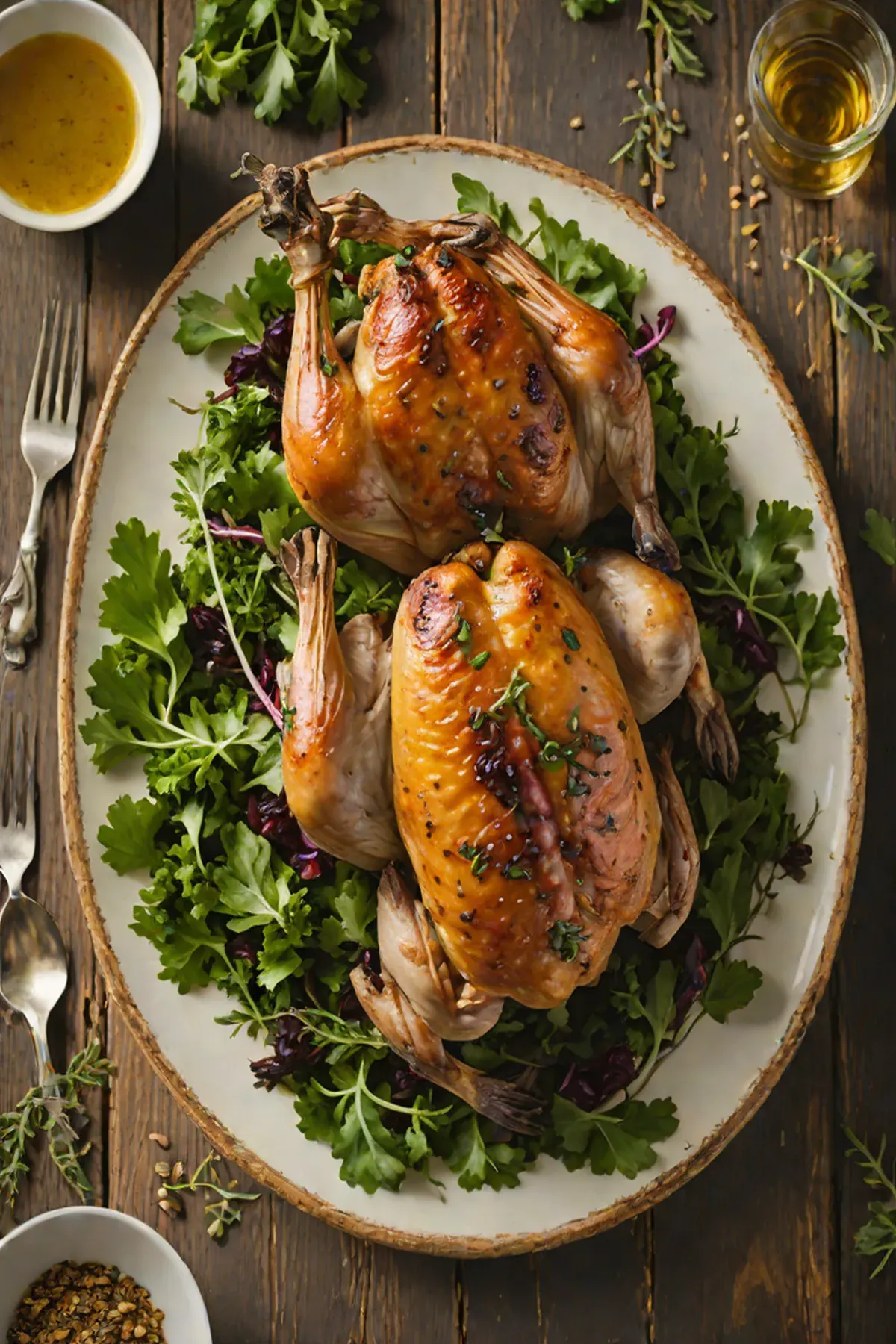 Roasted Quail with Kale