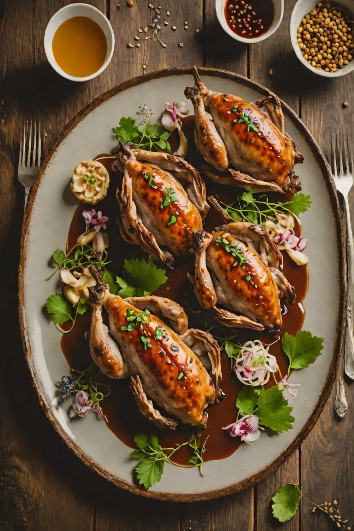 Roasted Quail with Lotus Root