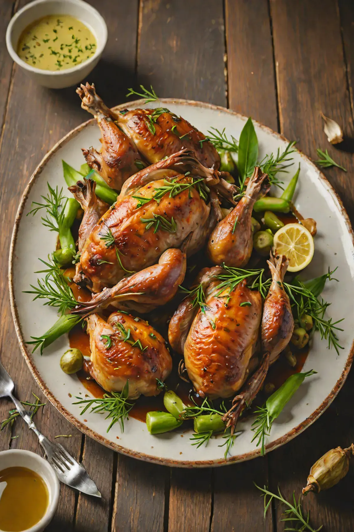 Roasted Quail with Okra