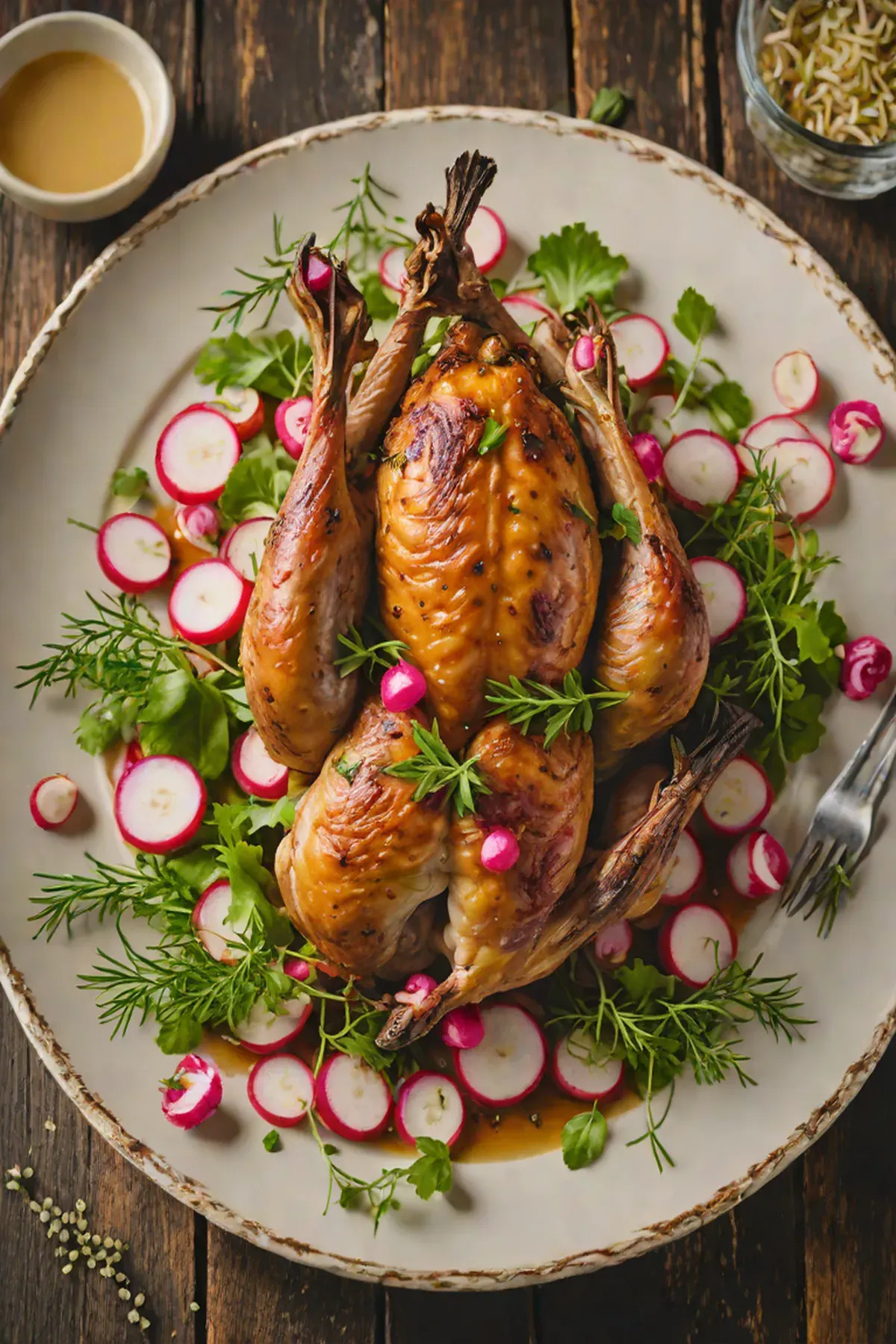 Roasted Quail with Radish