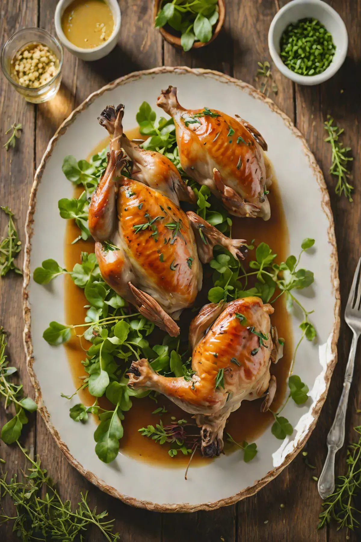 Roasted Quail with Watercress