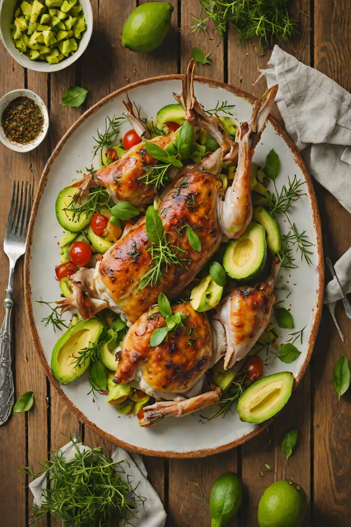 Roasted Rabbit with Avocado