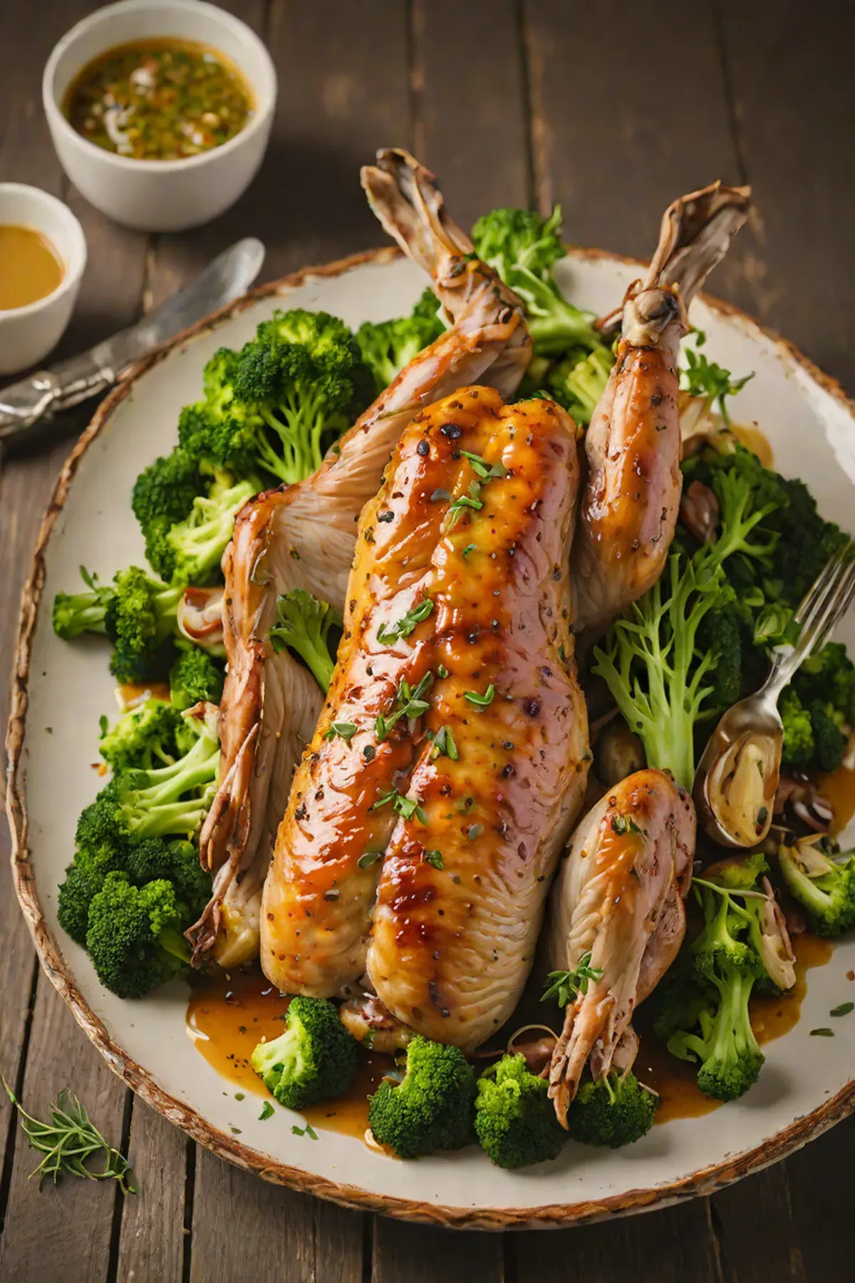 Roasted Rabbit with Broccoli