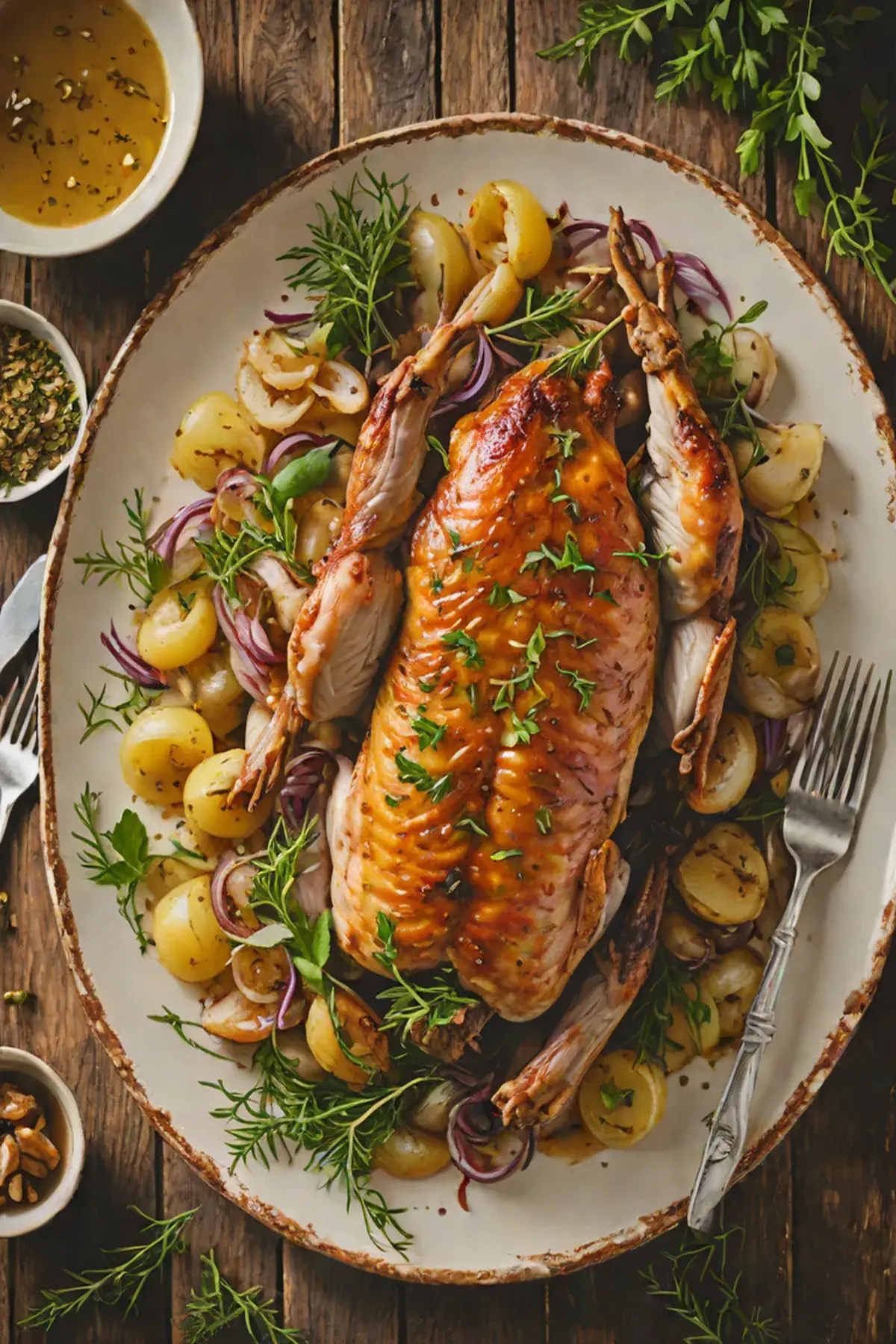 Roasted Rabbit with Caramelized Onion and Thyme
