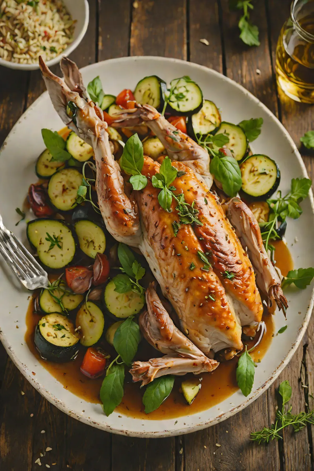 Roasted Rabbit with Courgette