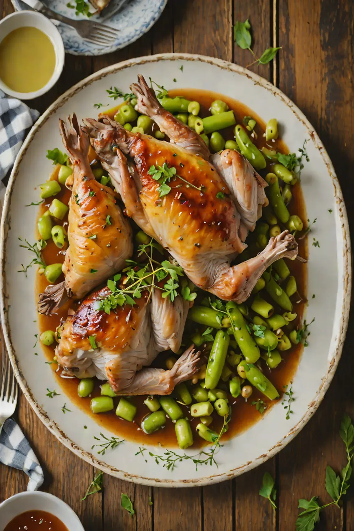 Roasted Rabbit with Edamame