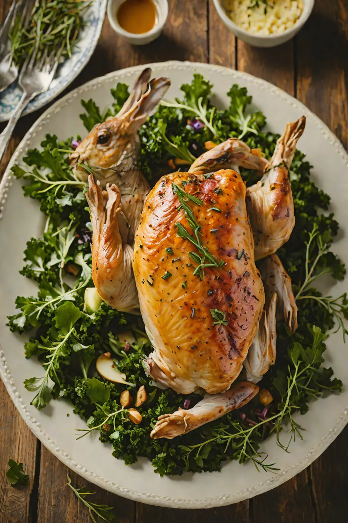 Roasted Rabbit with Kale