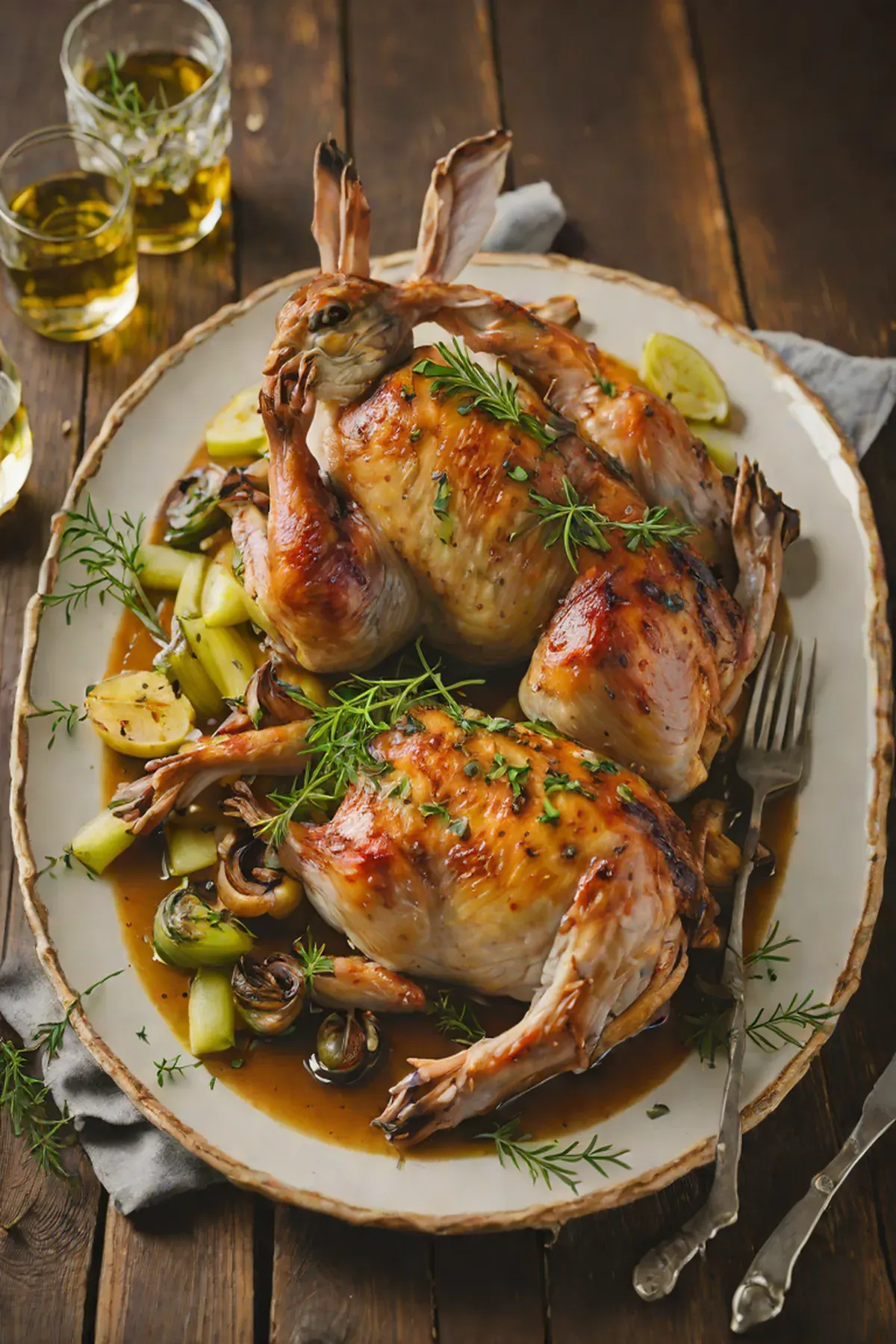 Roasted Rabbit with Leek