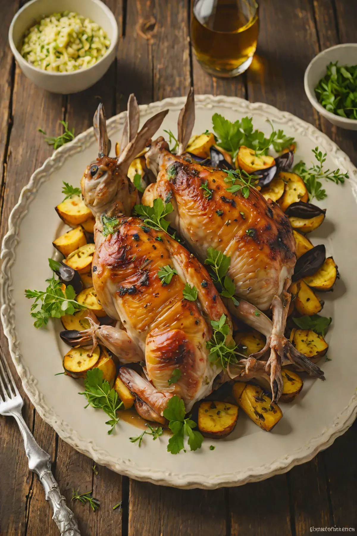 Roasted Rabbit with Plantain