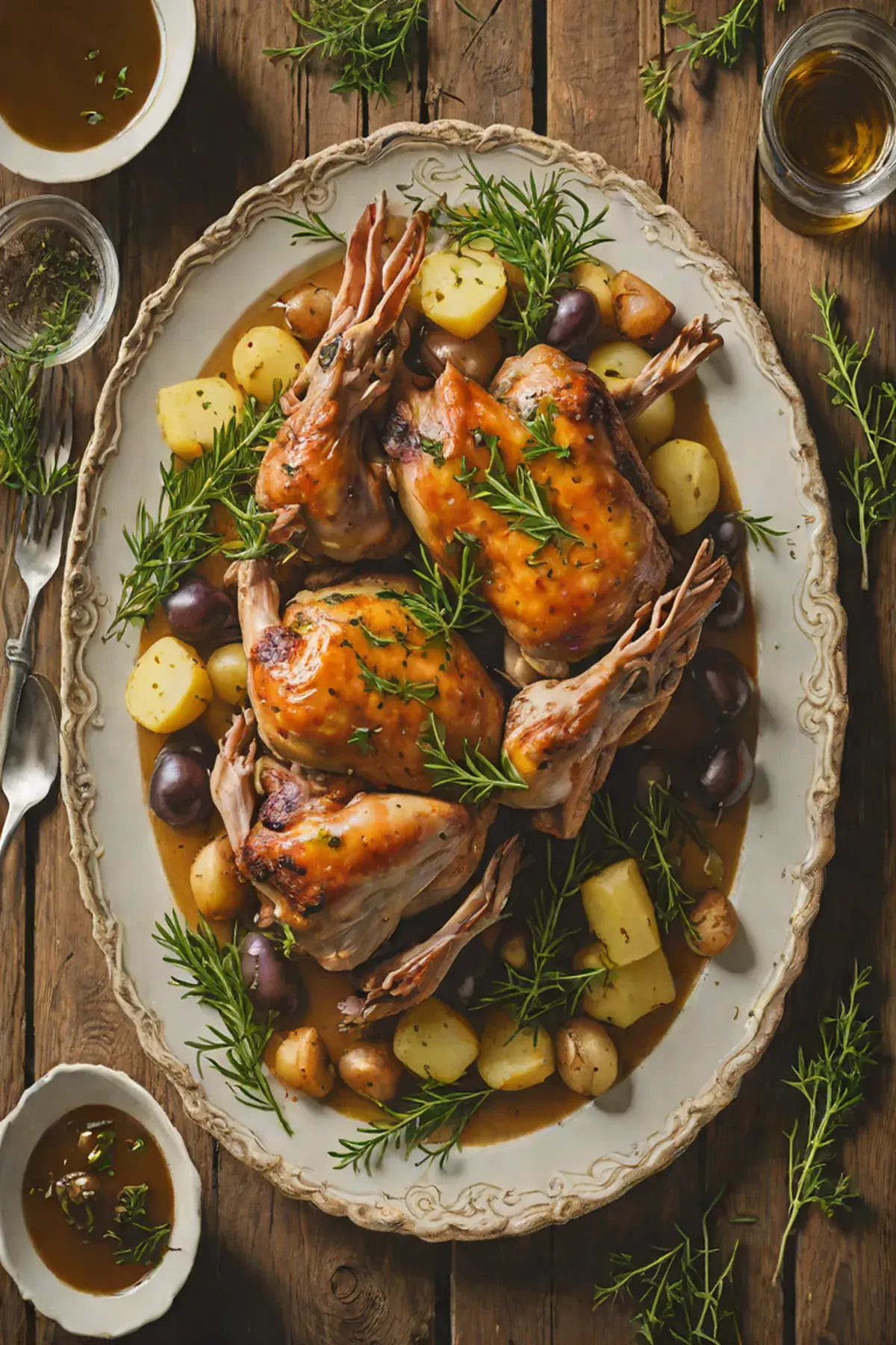 Roasted Rabbit with Potato and Herb Jus