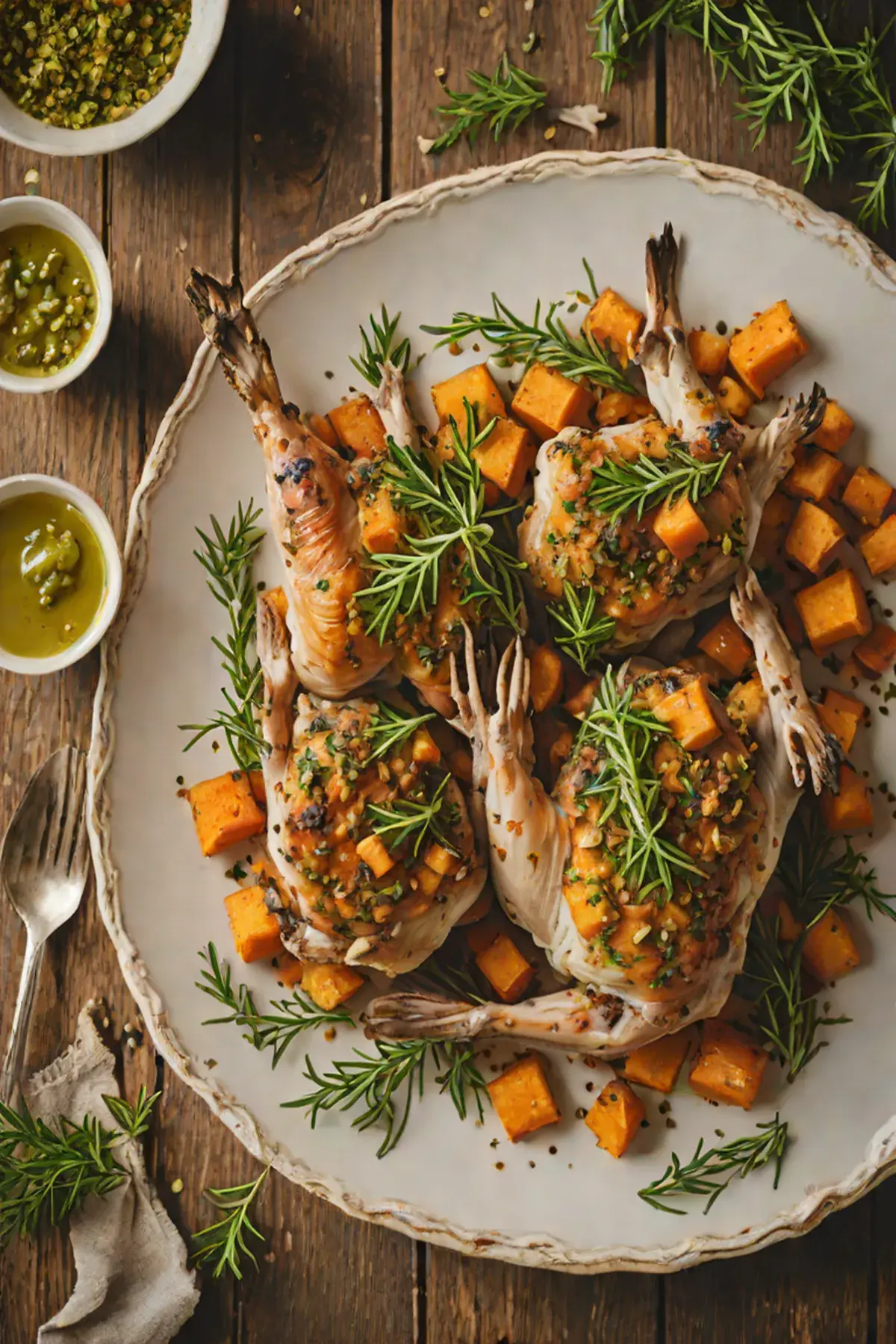 Roasted Rabbit with Sweet Potato and Herb Crust
