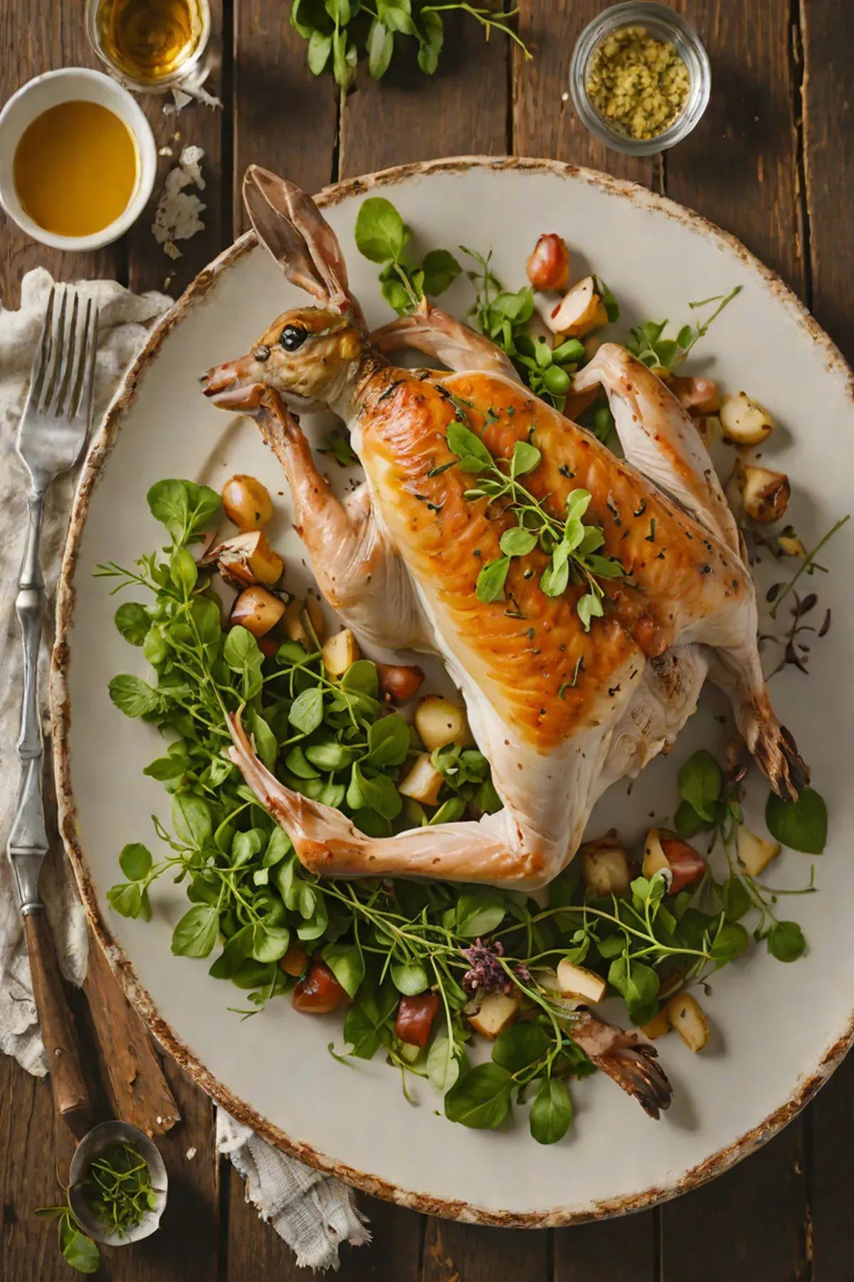 Roasted Rabbit with Watercress