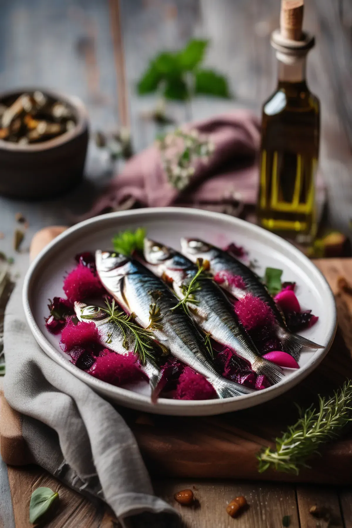 Roasted Sardines with Beetroot