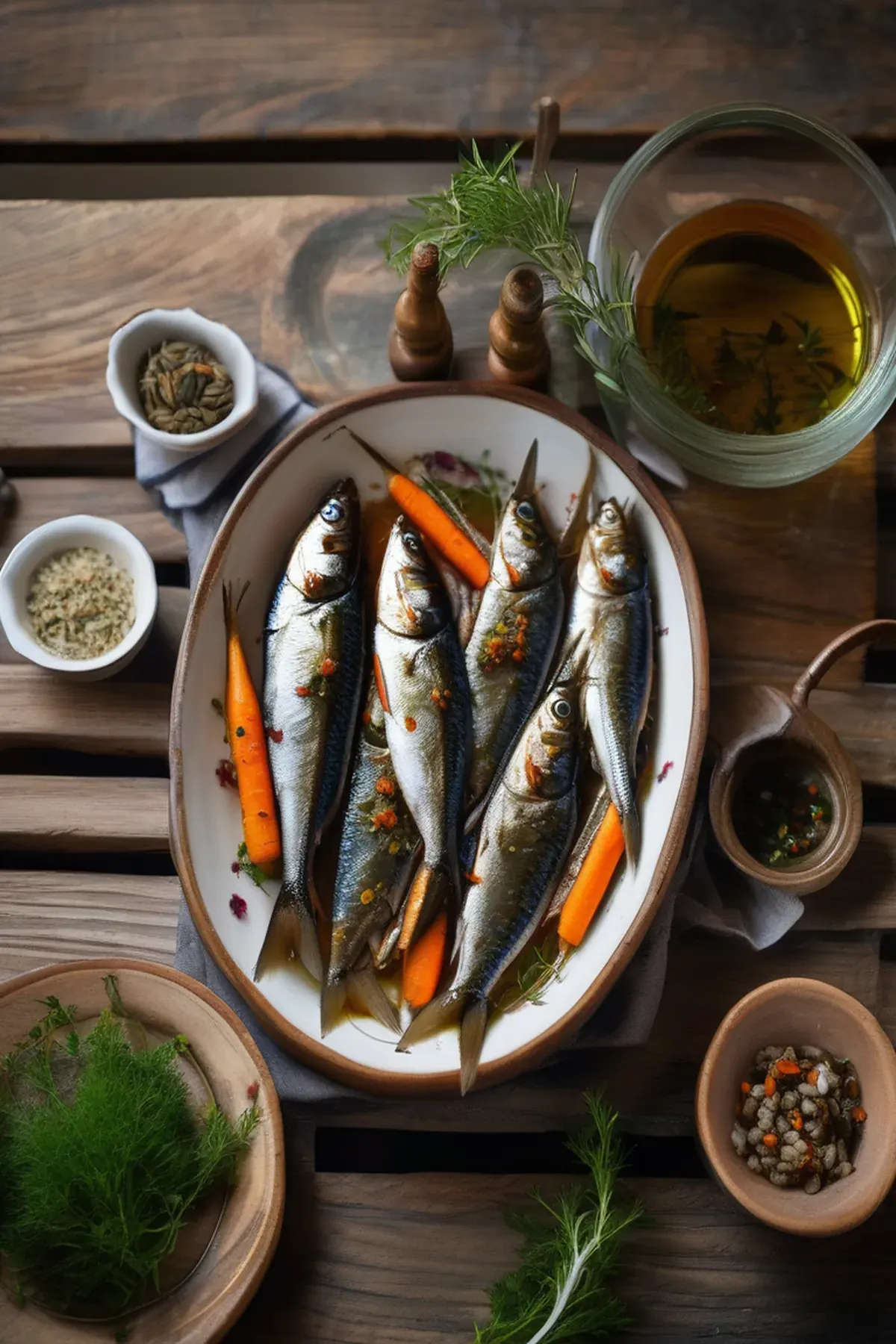 Roasted Sardines with Carrot
