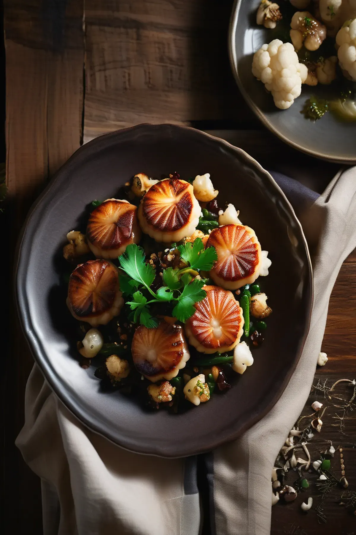 Roasted Scallops with Cauliflower