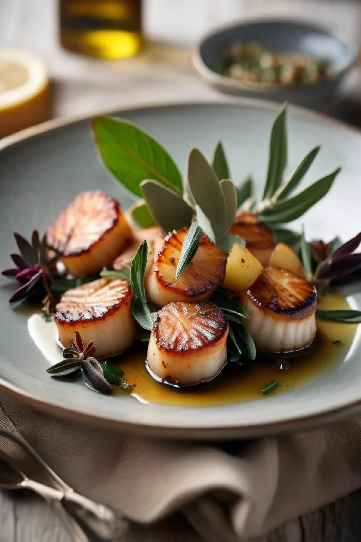 Roasted Scallops with Potato and Brown Butter Sage
