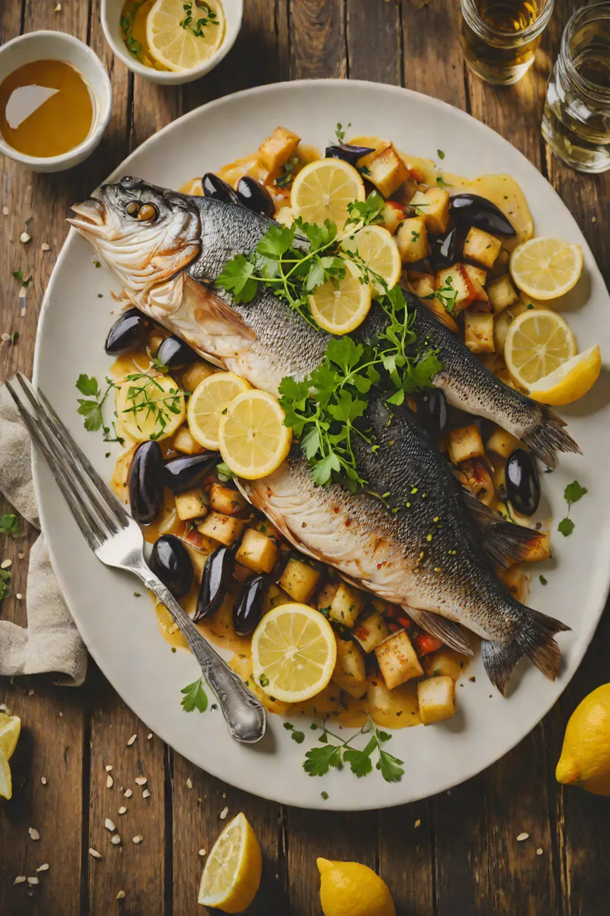 Roasted Sea Bass with Aubergine