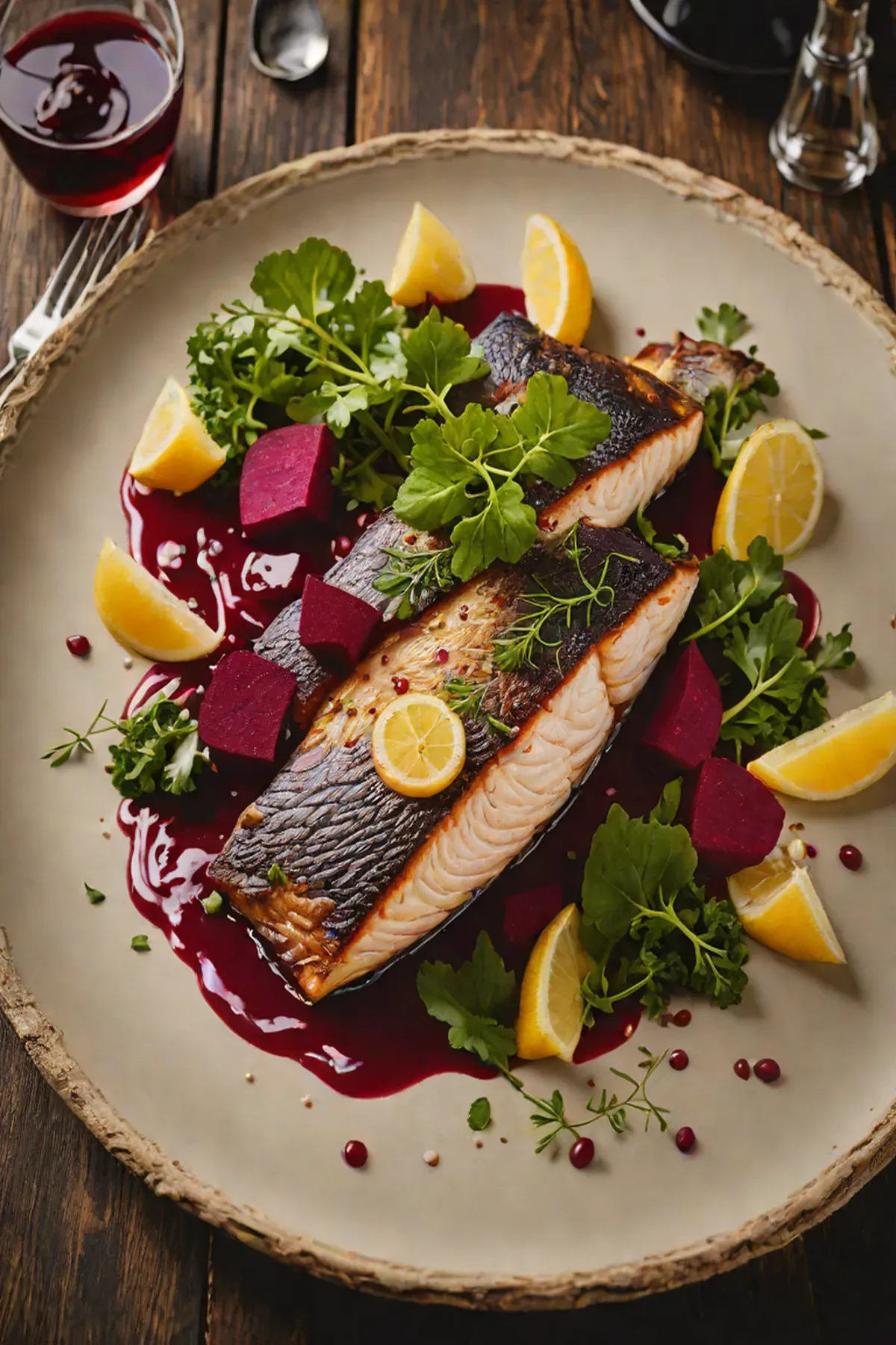 Roasted Sea Bass with Beetroot