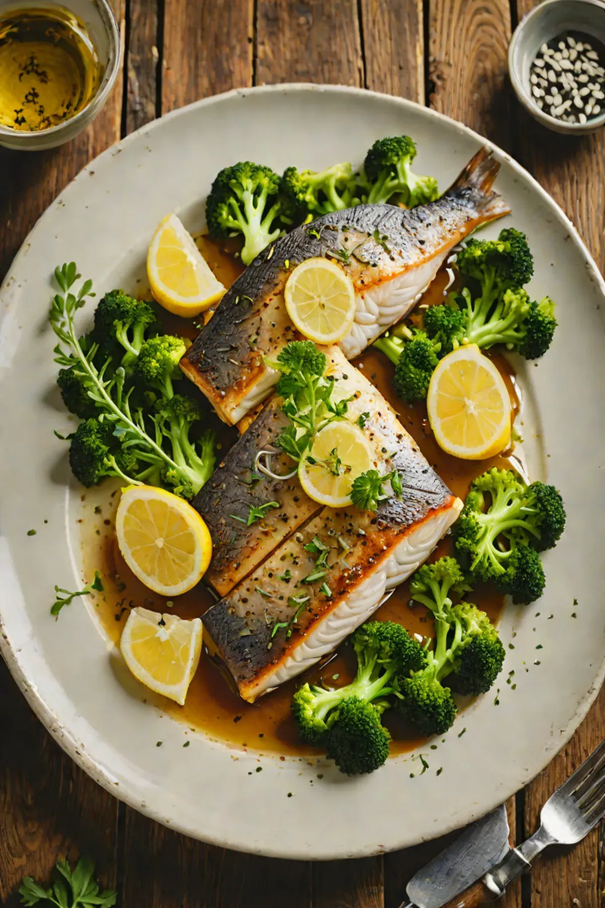Roasted Sea Bass with Broccoli