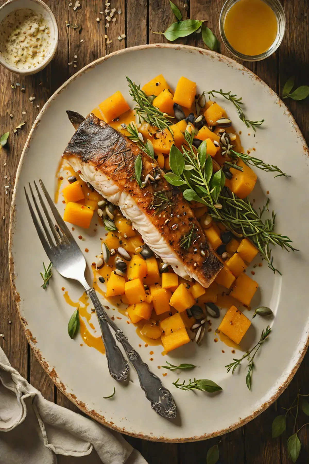 Roasted Sea Bass with Butternut Squash