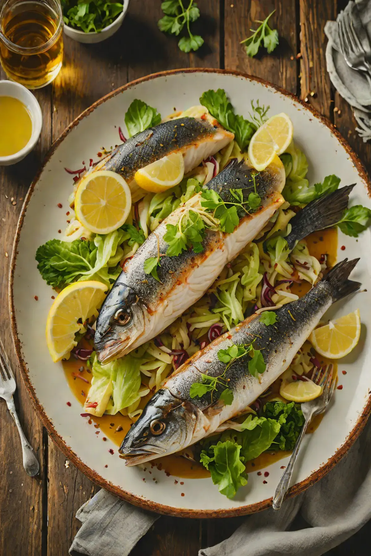 Roasted Sea Bass with Cabbage