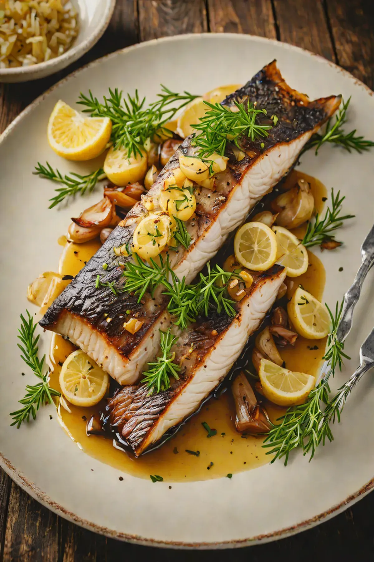 Roasted Sea Bass with Caramelized Onion and Lemon Thyme