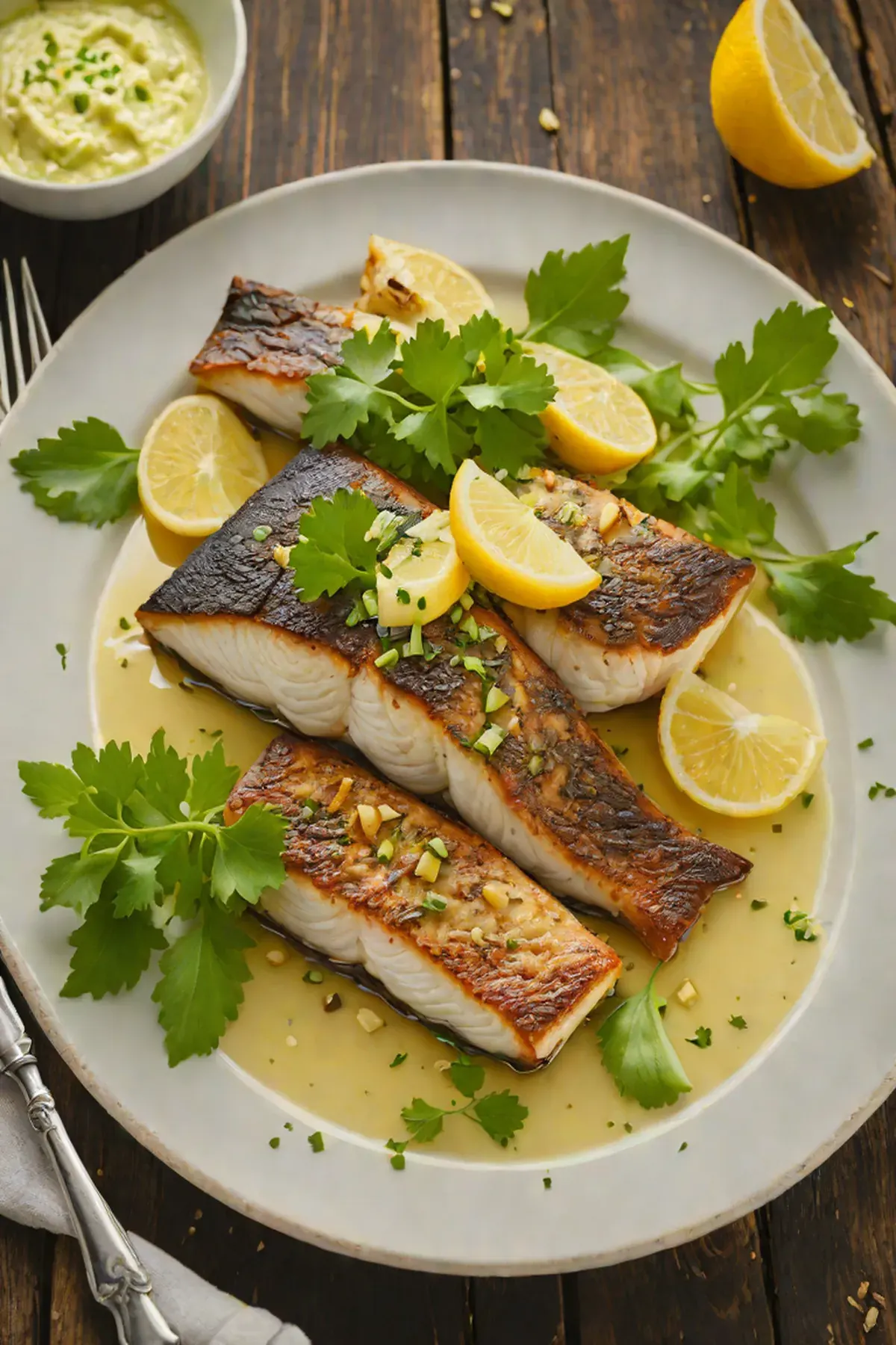 Roasted Sea Bass with Celery and Lemon Butter
