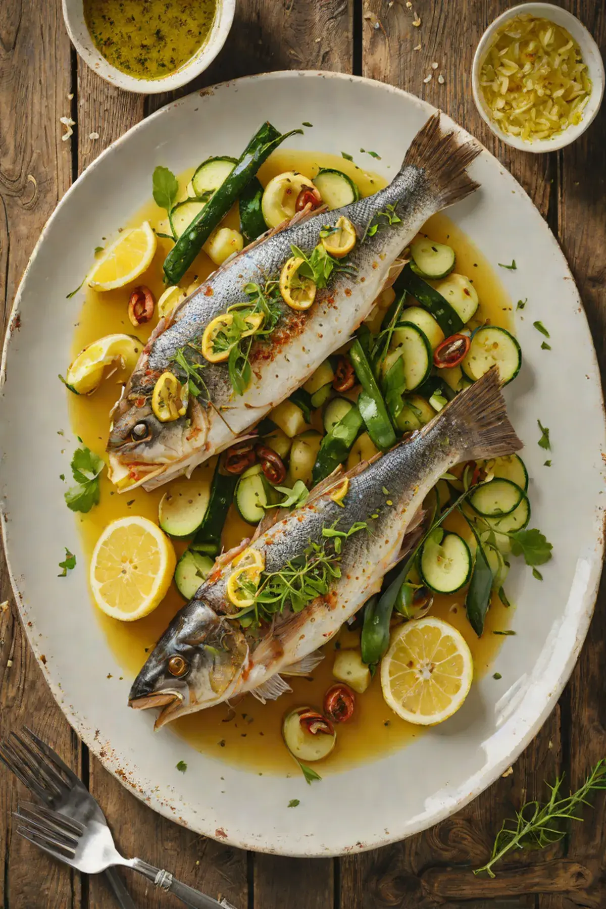 Roasted Sea Bass with Courgette