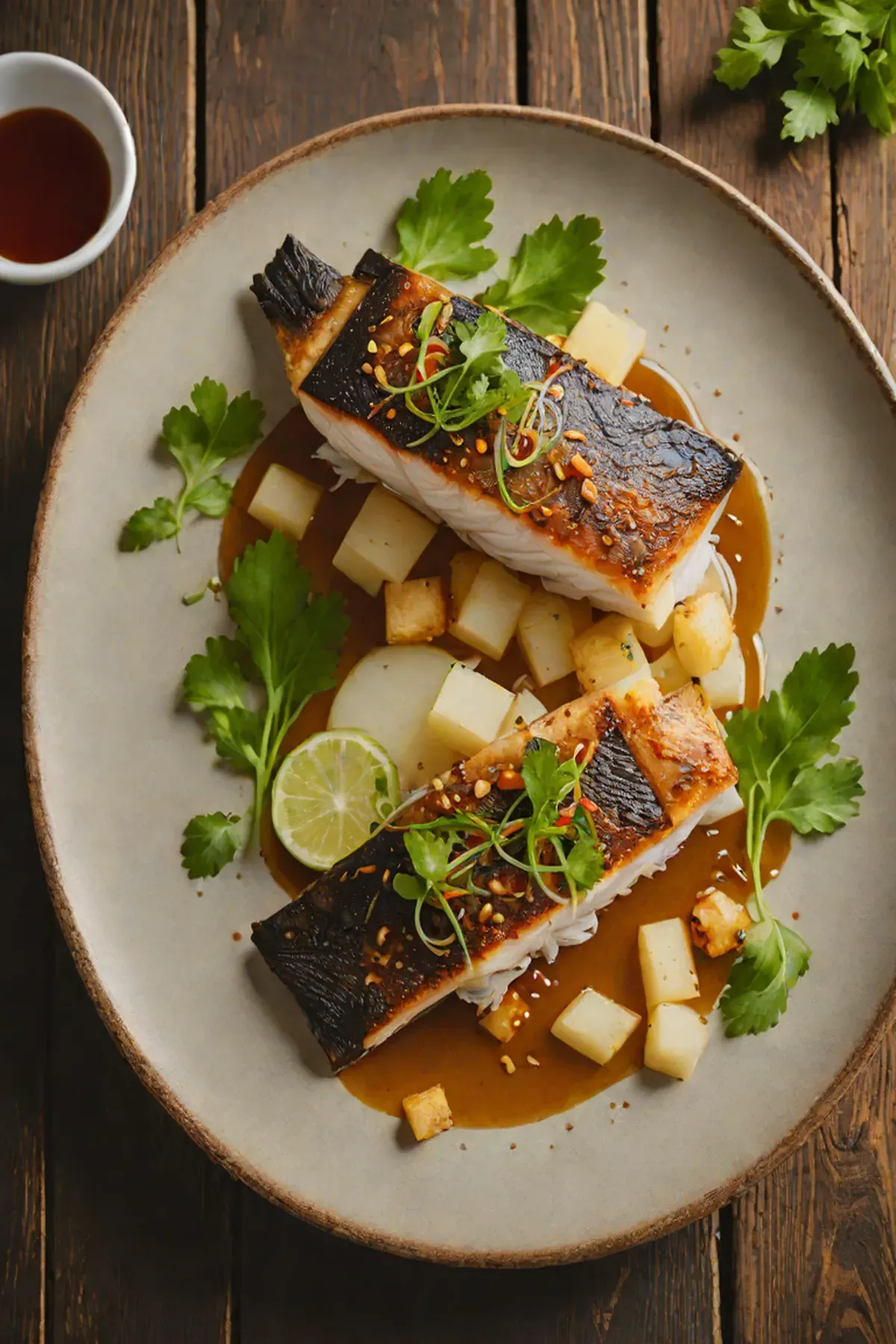 Roasted Sea Bass with Daikon