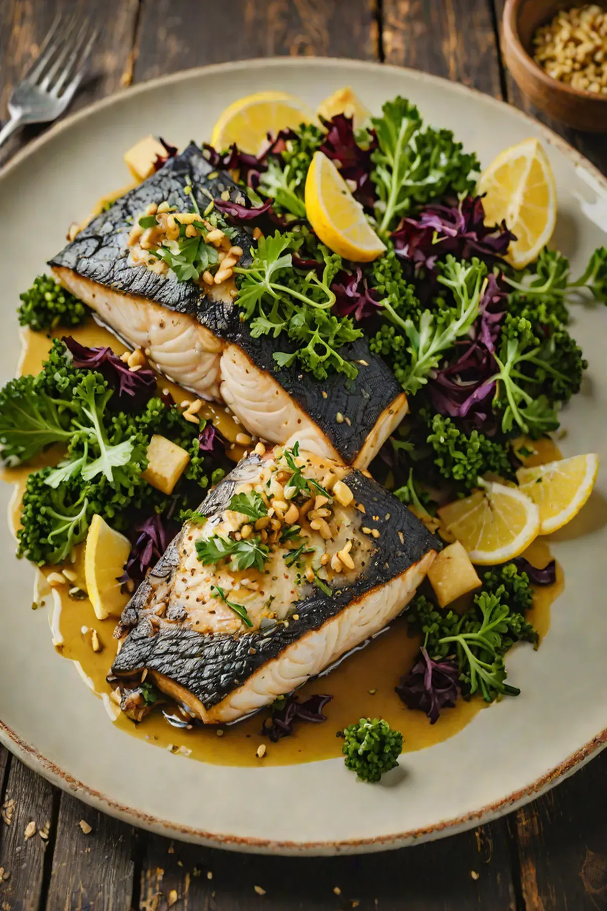 Roasted Sea Bass with Kale