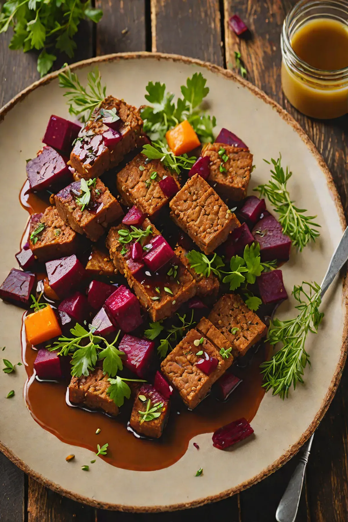 Roasted Seitan with Beetroot