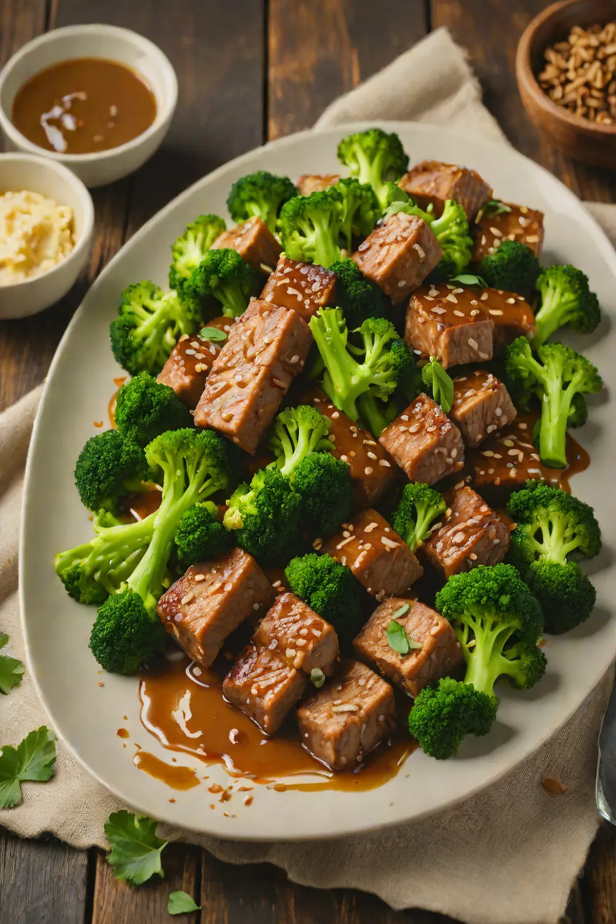 Roasted Seitan with Broccoli