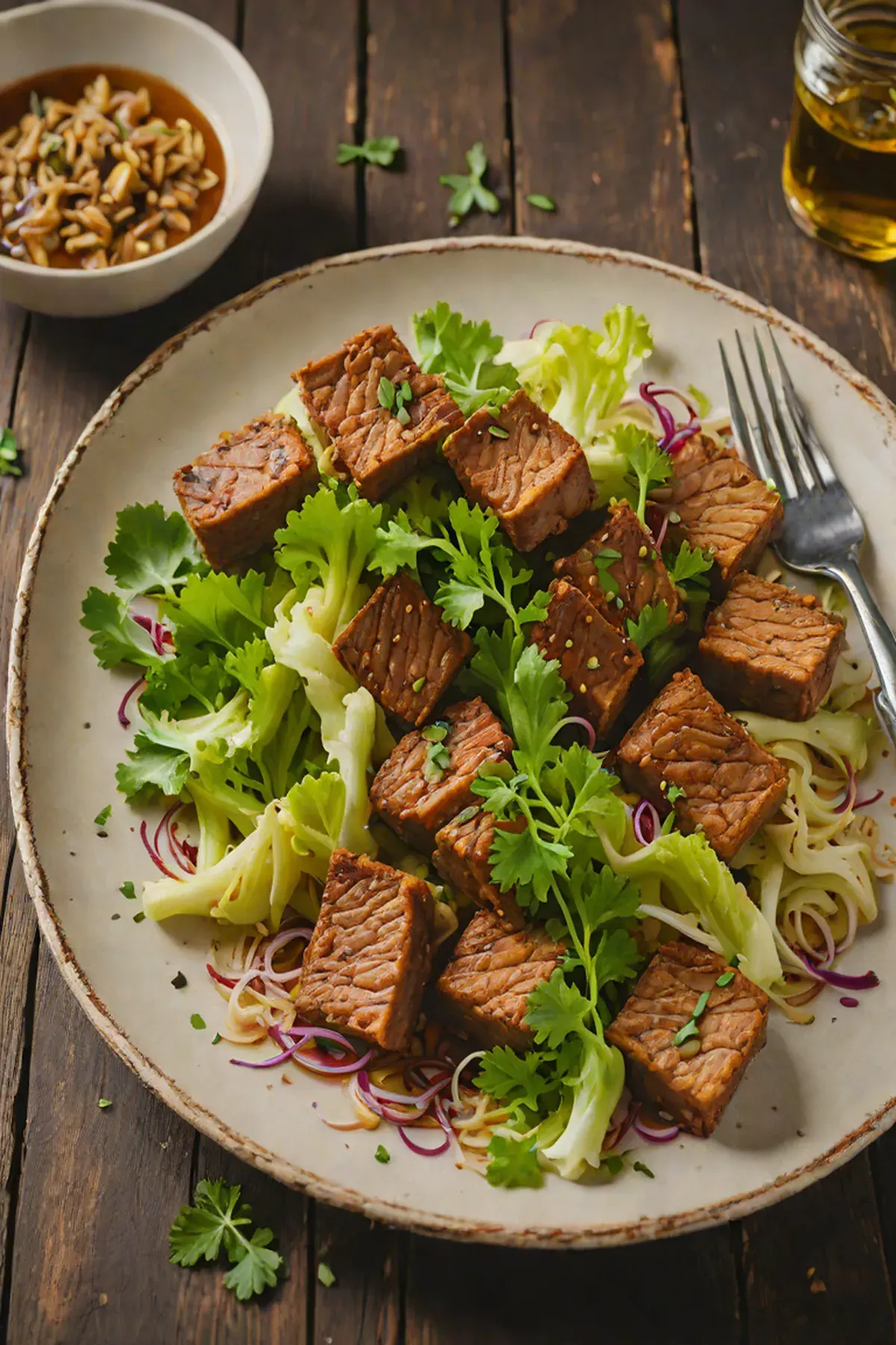 Roasted Seitan with Cabbage