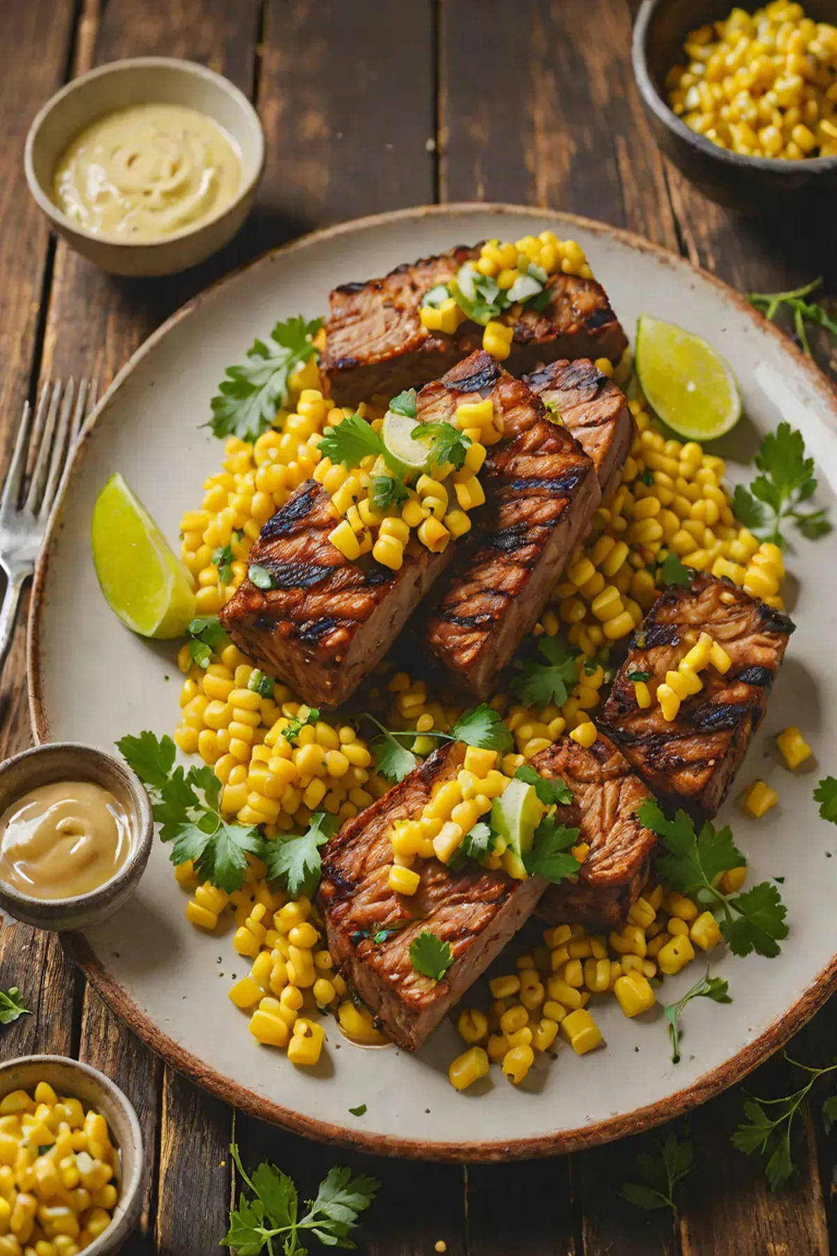 Roasted Seitan with Corn