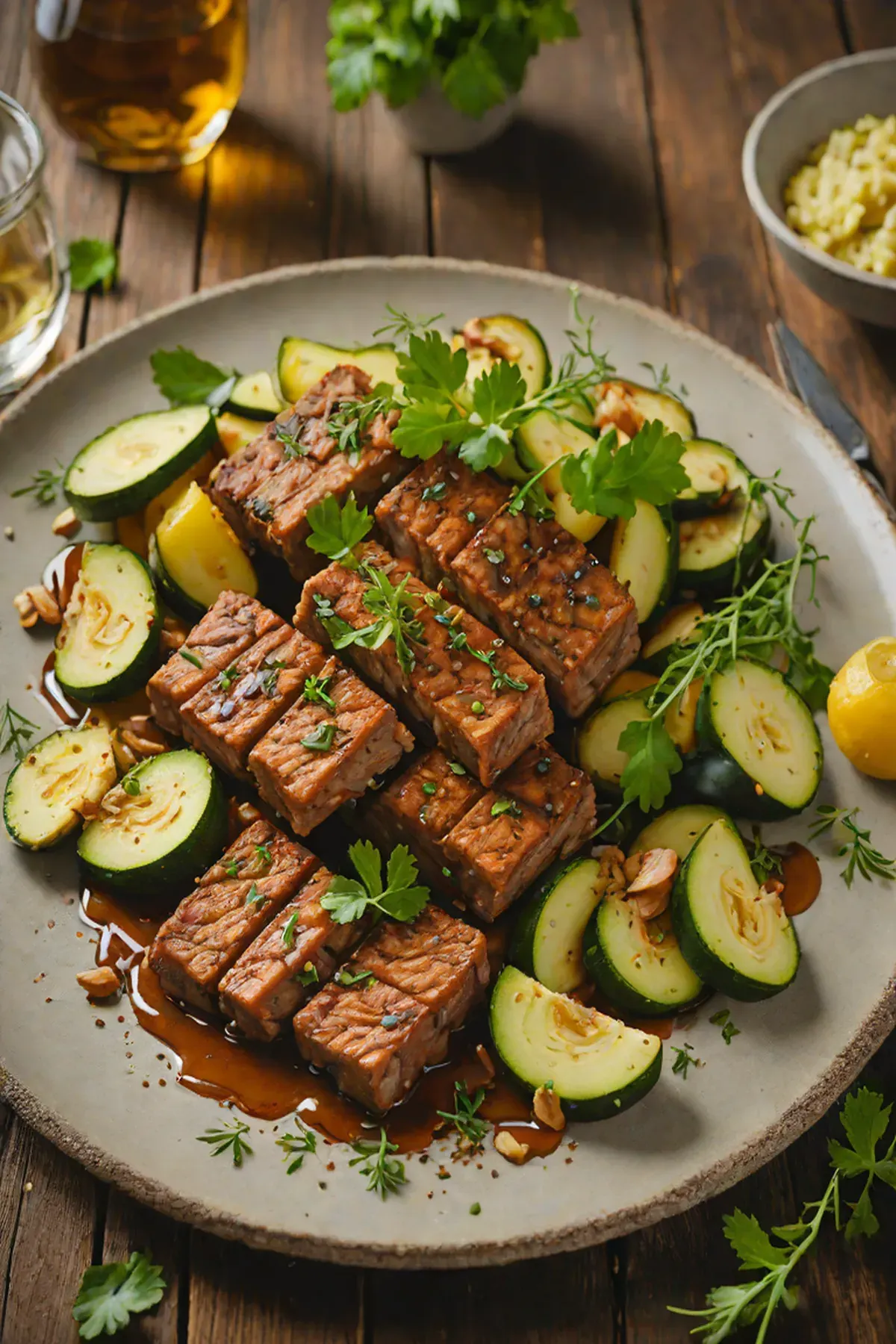 Roasted Seitan with Courgette