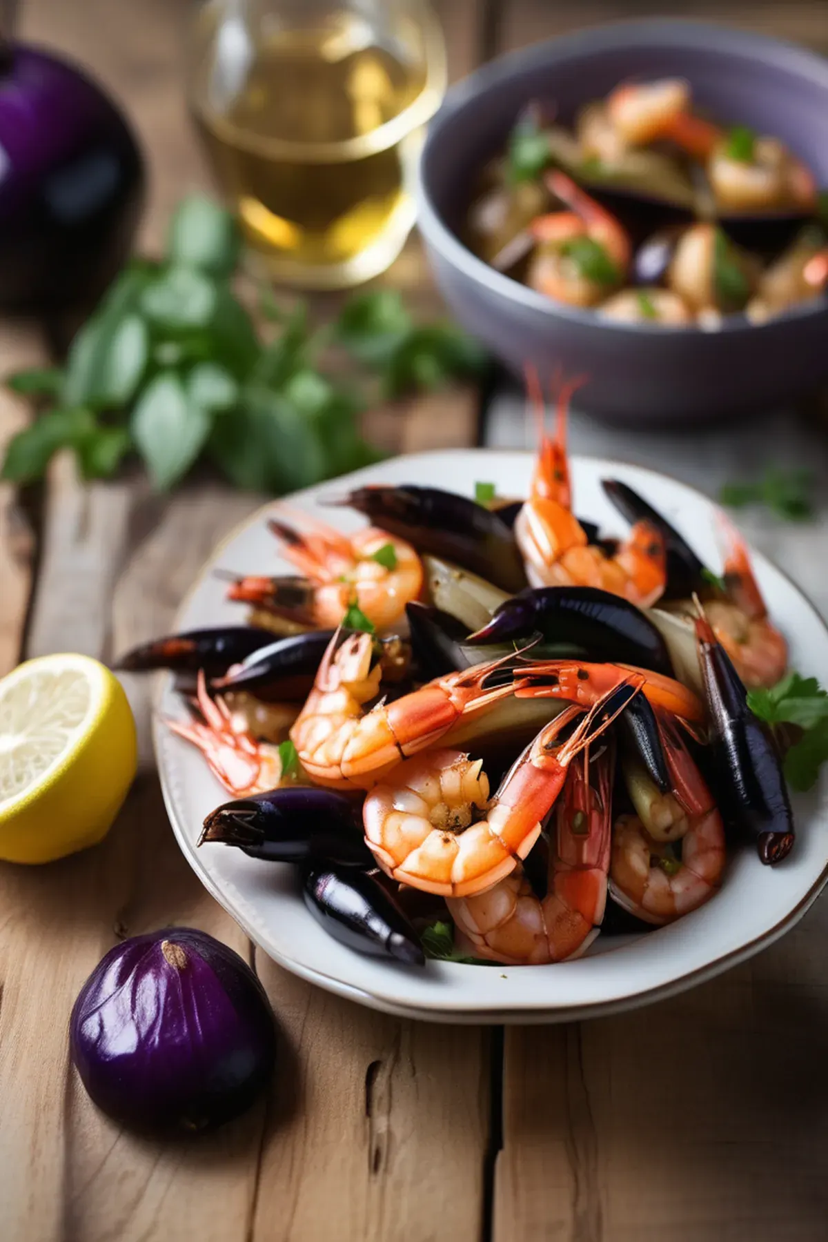 Roasted Shrimp with Aubergine