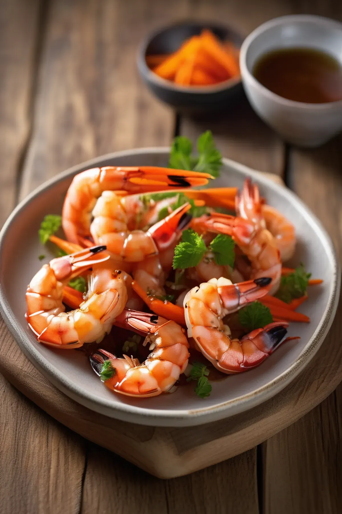 Roasted Shrimp with Carrot and Honey-Ginger Glaze