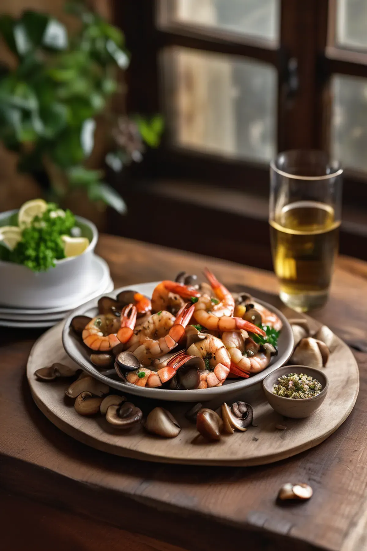 Roasted Shrimp with Mushroom and Garlic Butter
