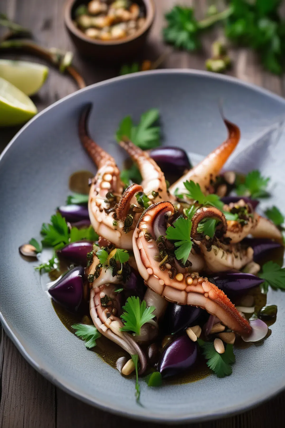 Roasted Squid with Aubergine