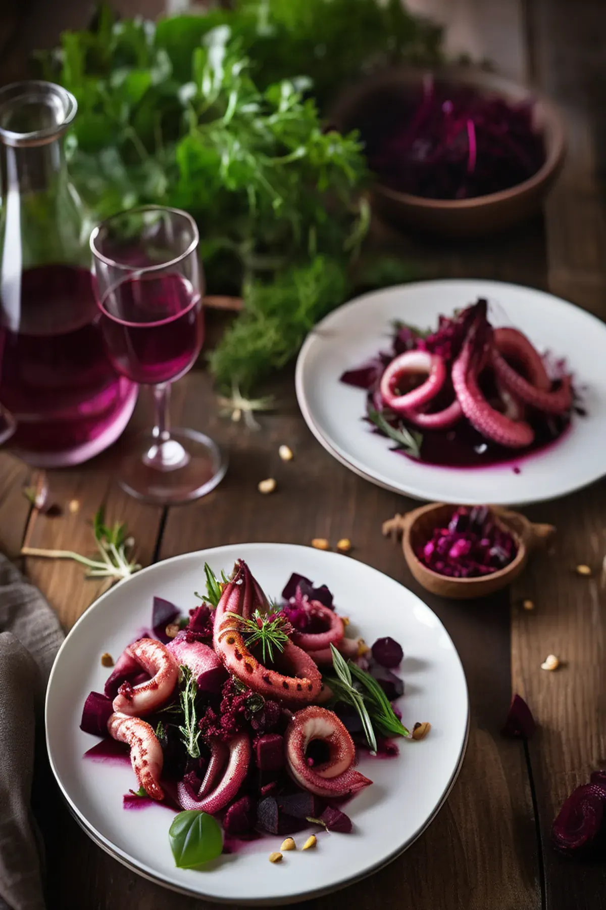 Roasted Squid with Beetroot