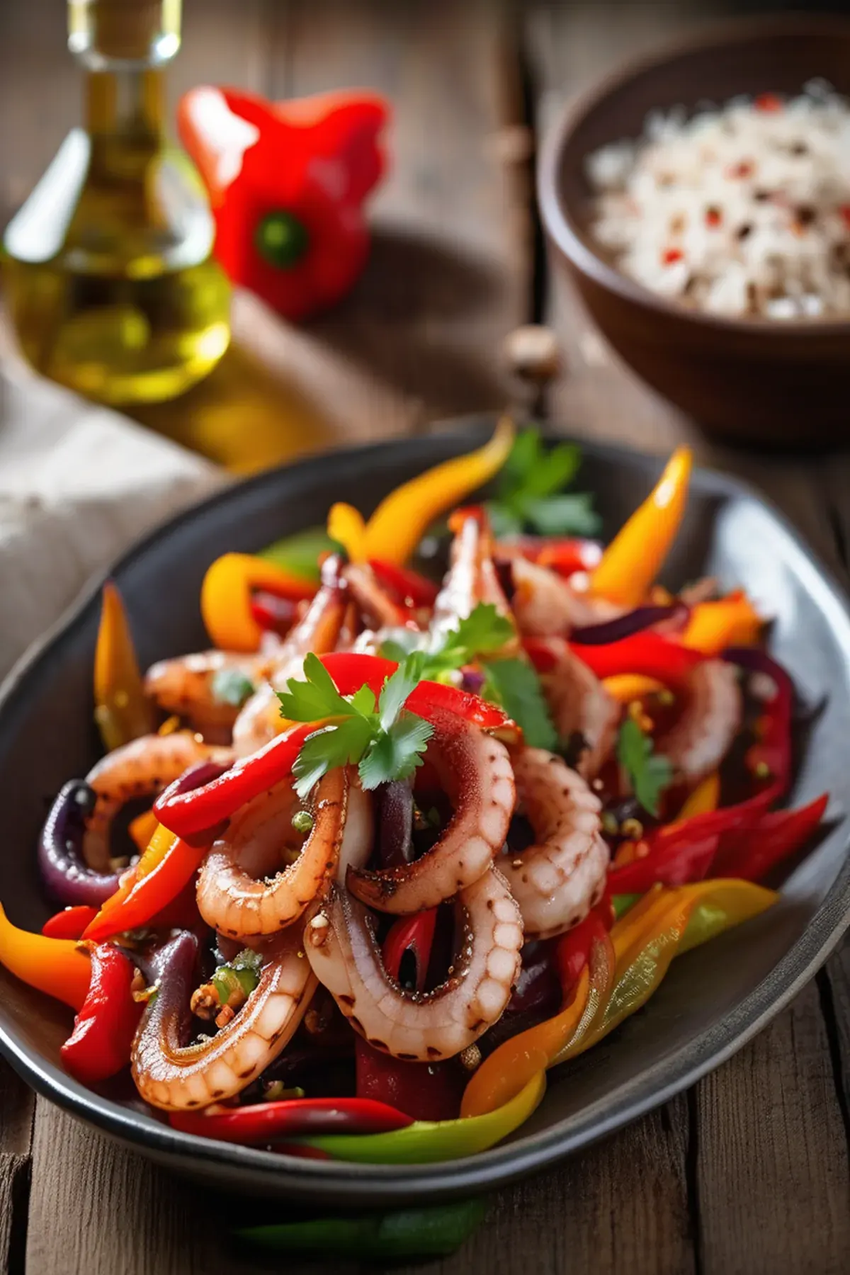 Roasted Squid with Bell Pepper