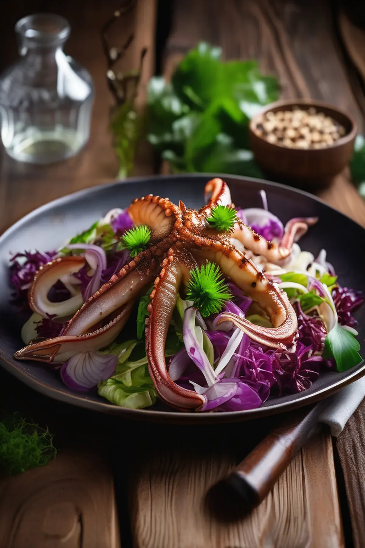 Roasted Squid with Cabbage