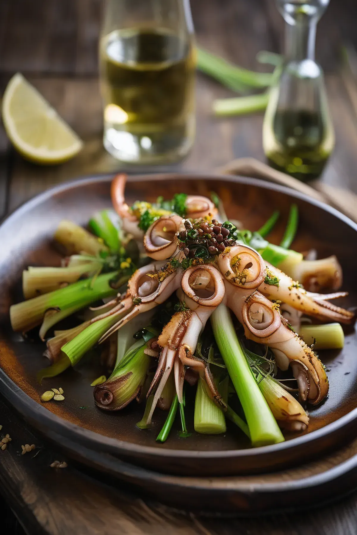 Roasted Squid with Leek