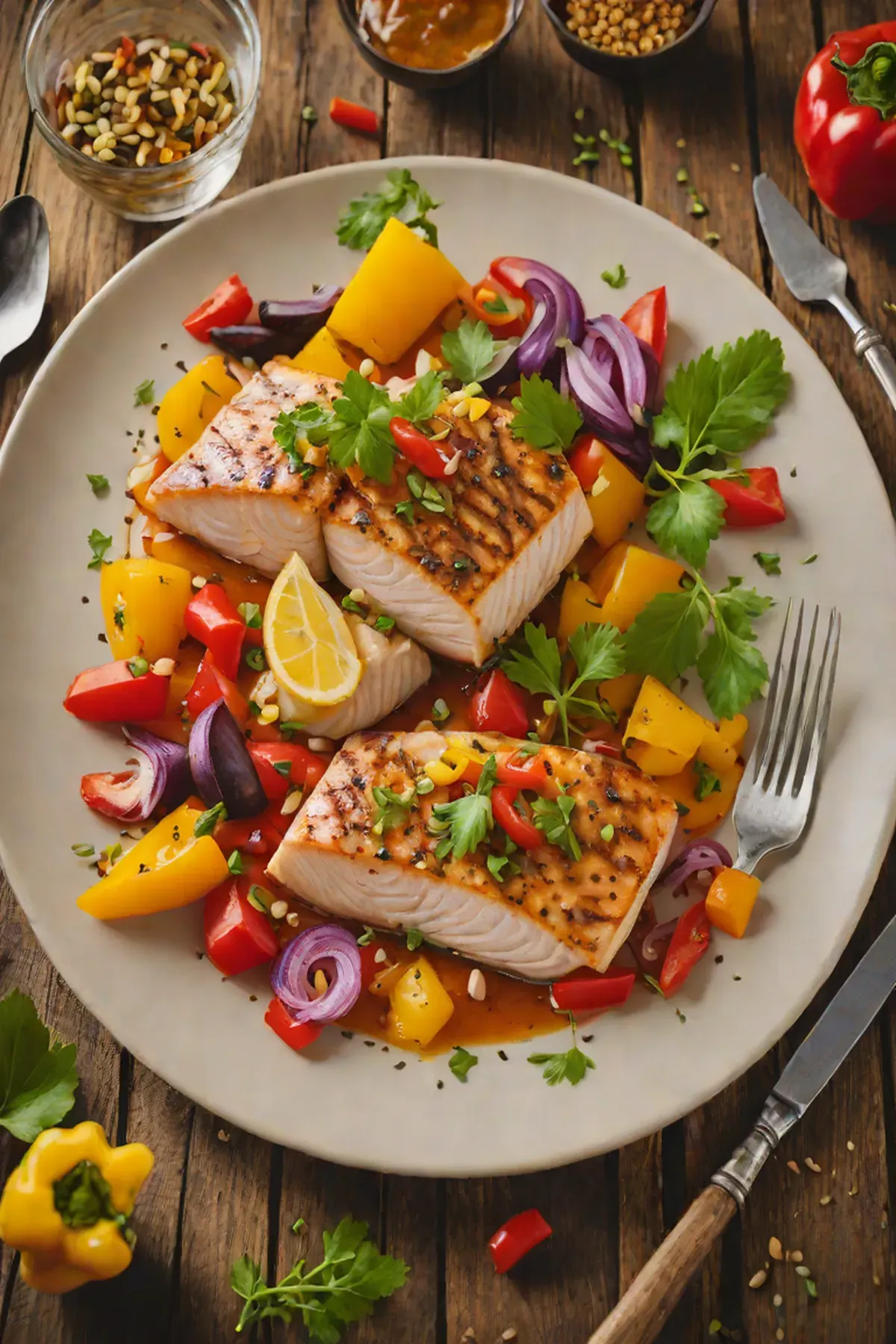 Roasted Swordfish with Bell Pepper