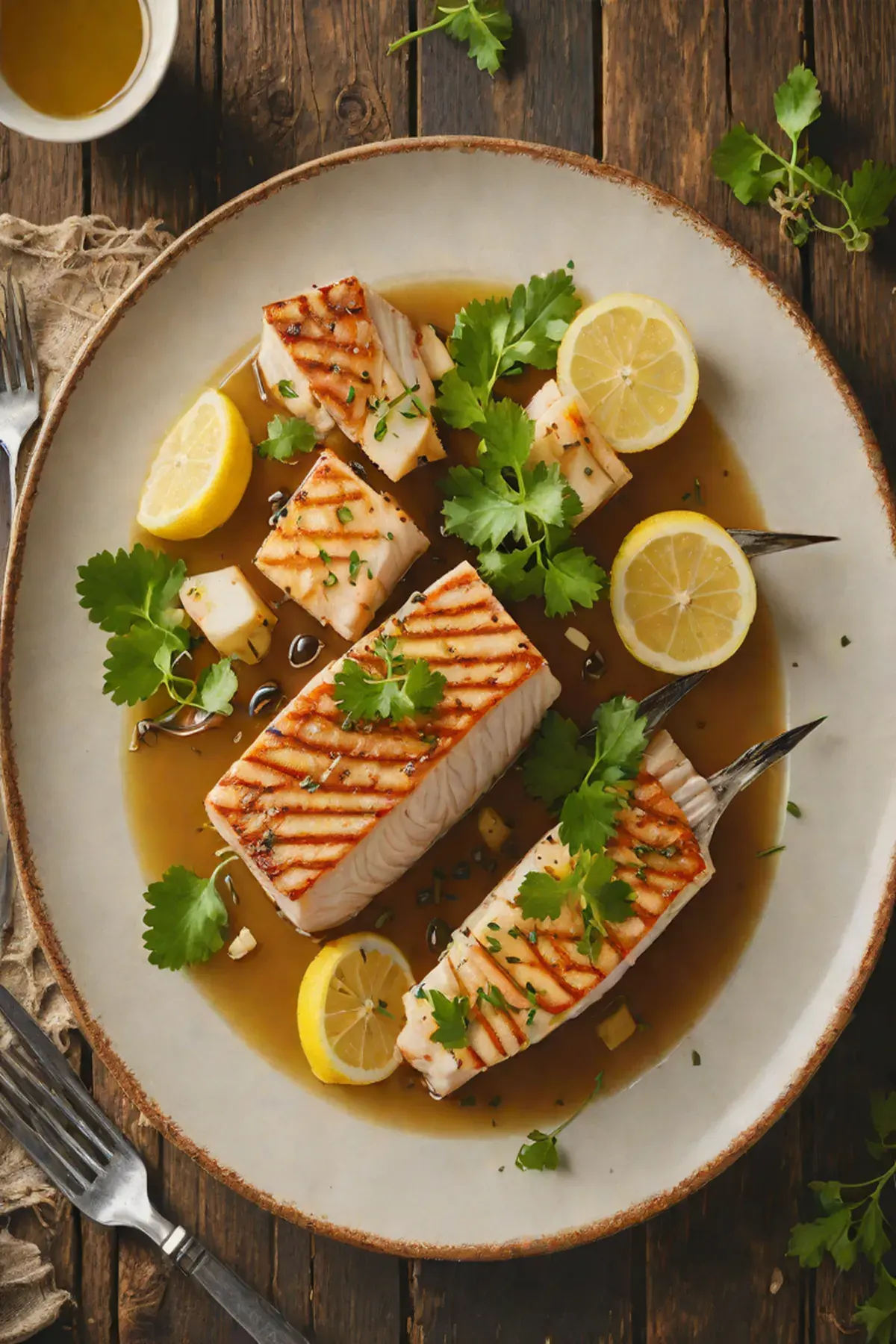 Roasted Swordfish with Daikon