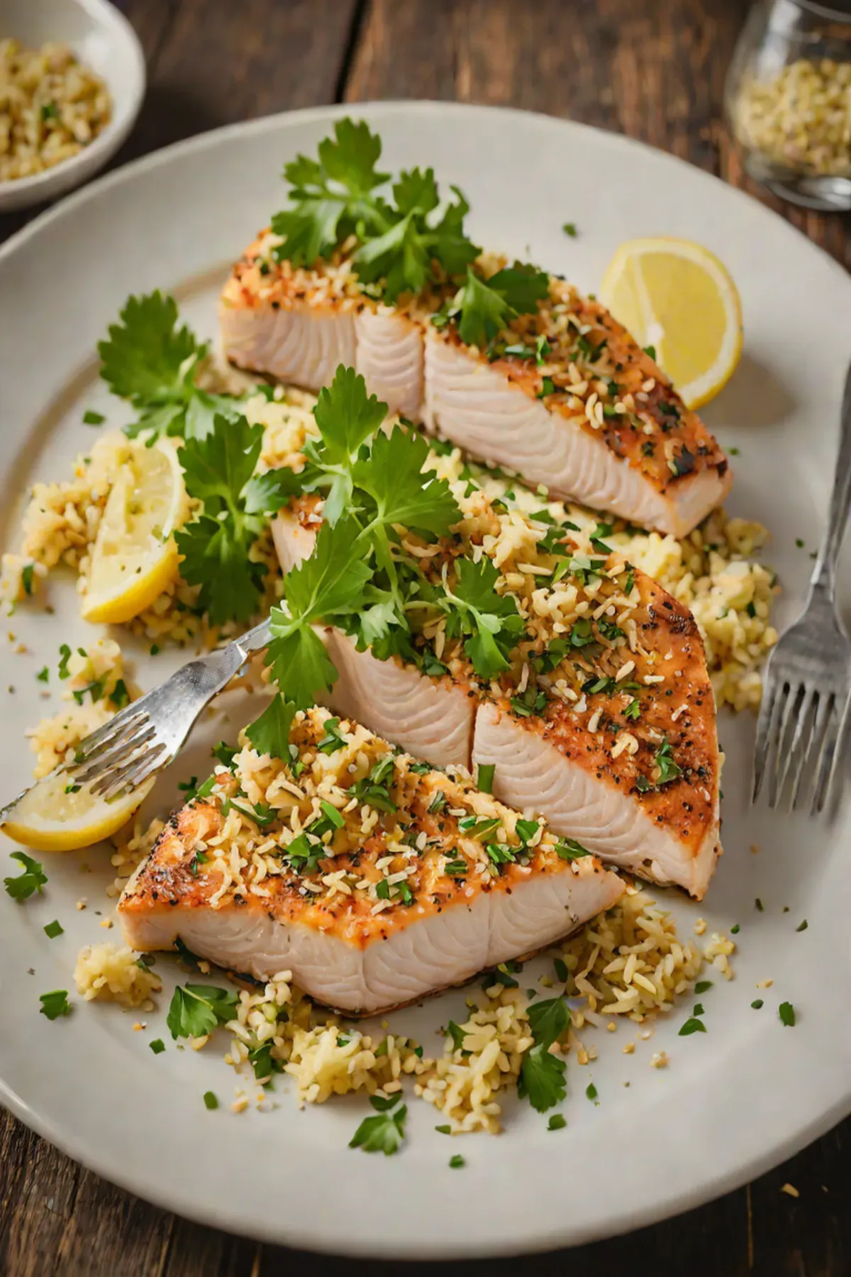 Roasted Swordfish with Garlic and Herb Crust