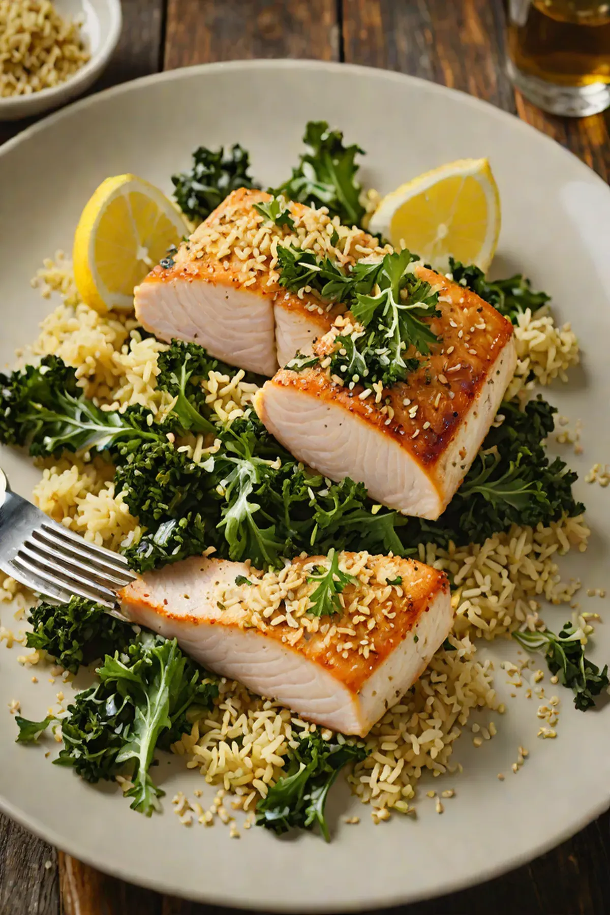 Roasted Swordfish with Kale