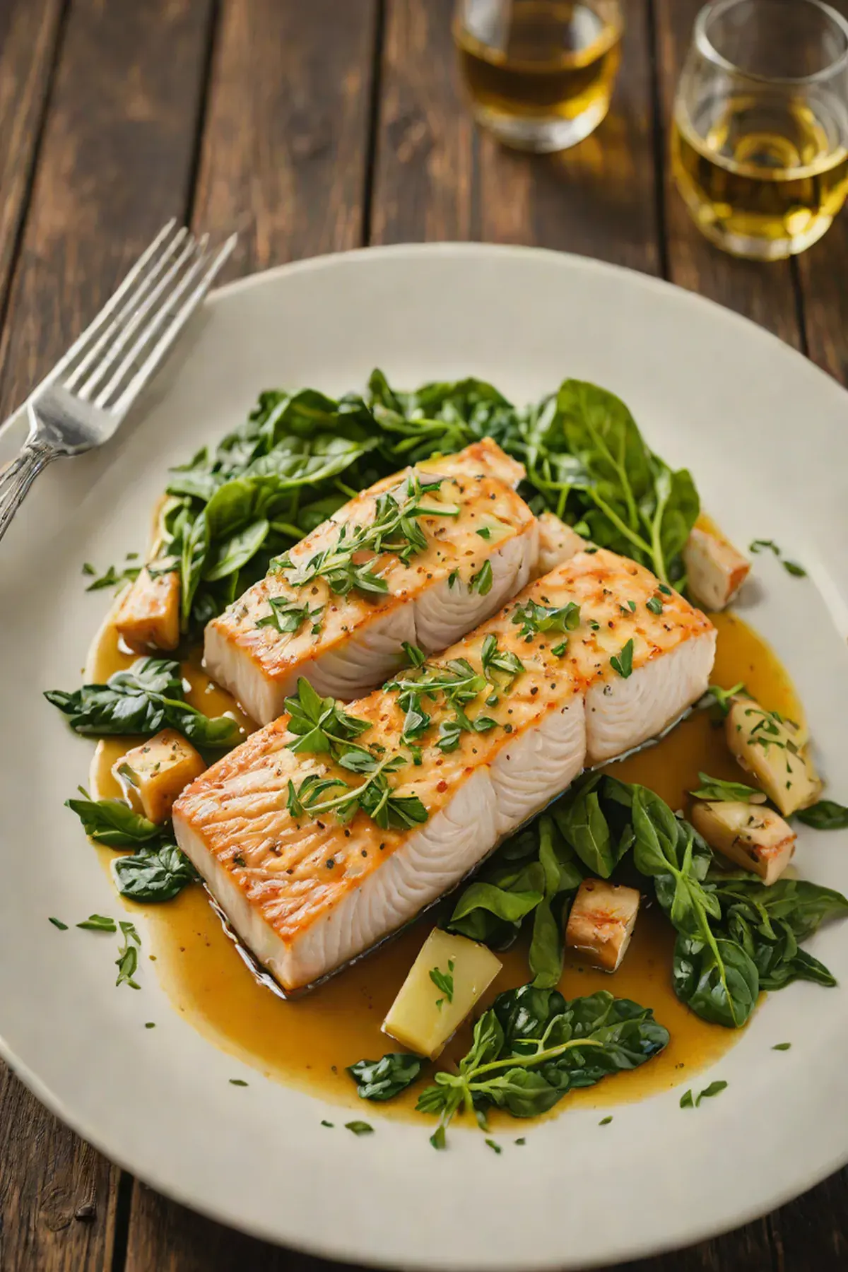 Roasted Swordfish with Spinach